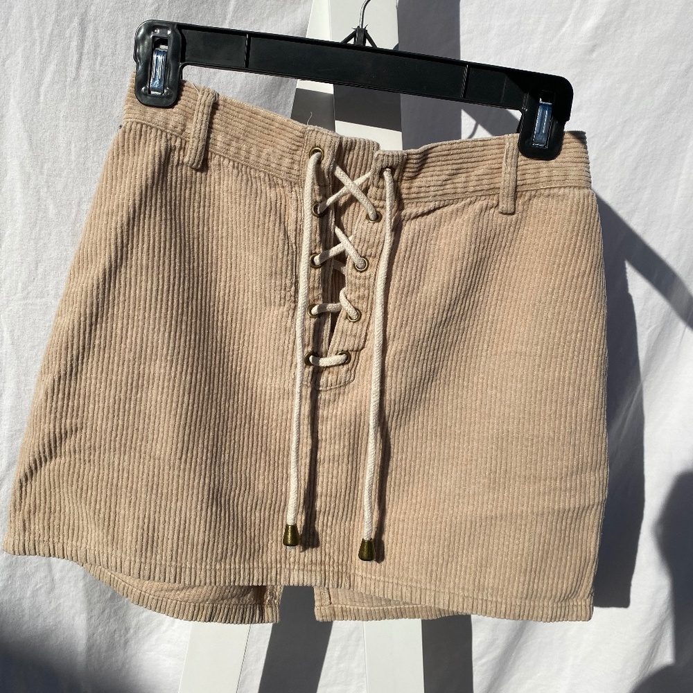 Tan Corduroy Mini Skirt